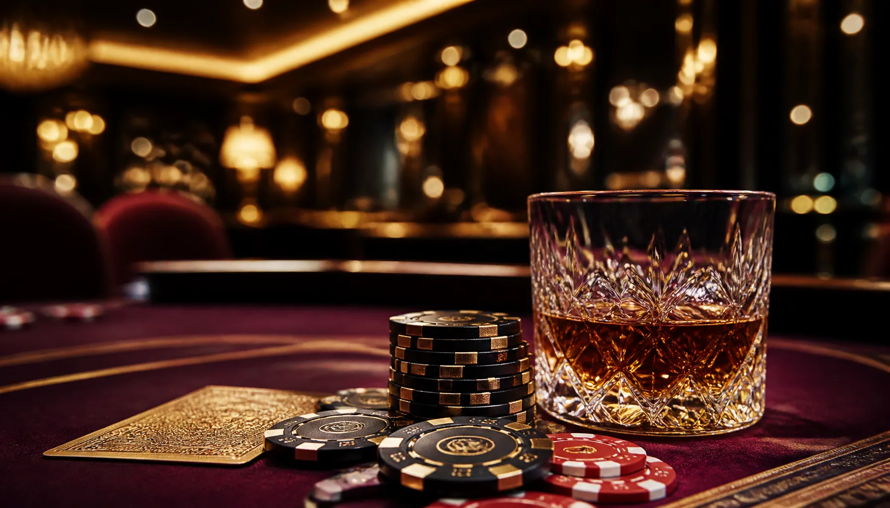 Golden trophy on deep green velvet surface with soft cinematic warm lighting evoking luxury casino winner atmosphere