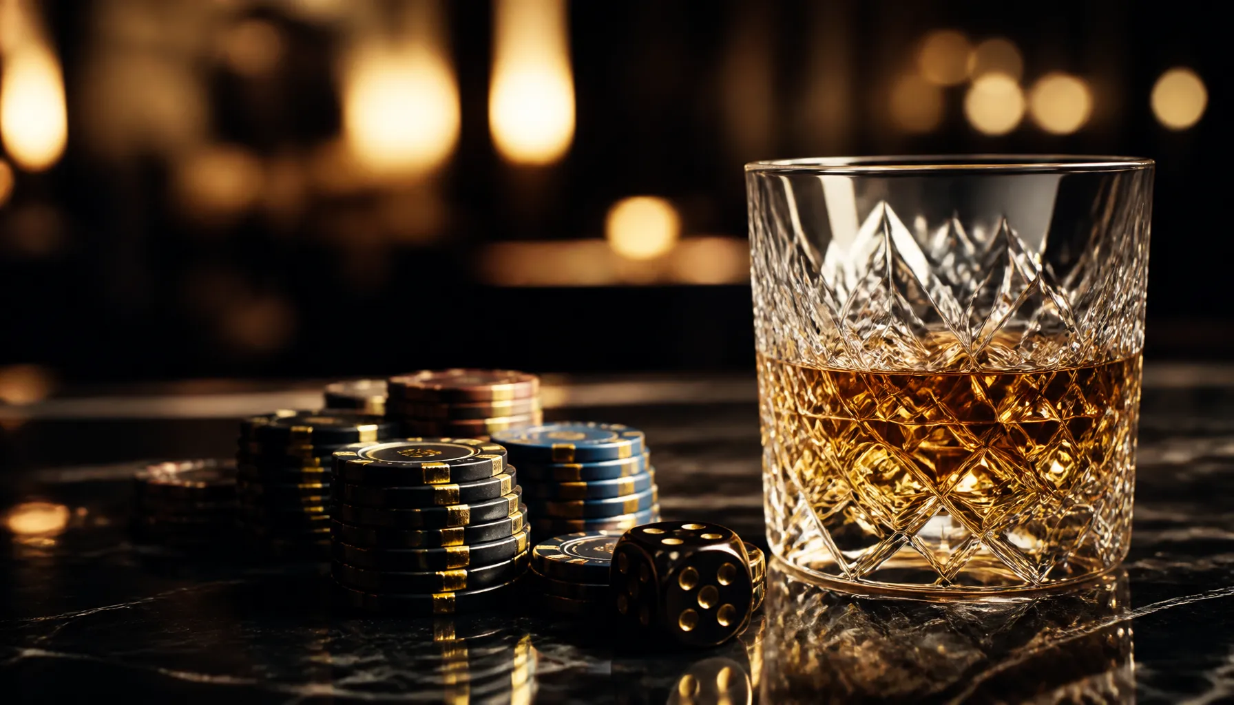 Golden trophy on deep green velvet surface with soft cinematic warm lighting evoking luxury casino winner atmosphere