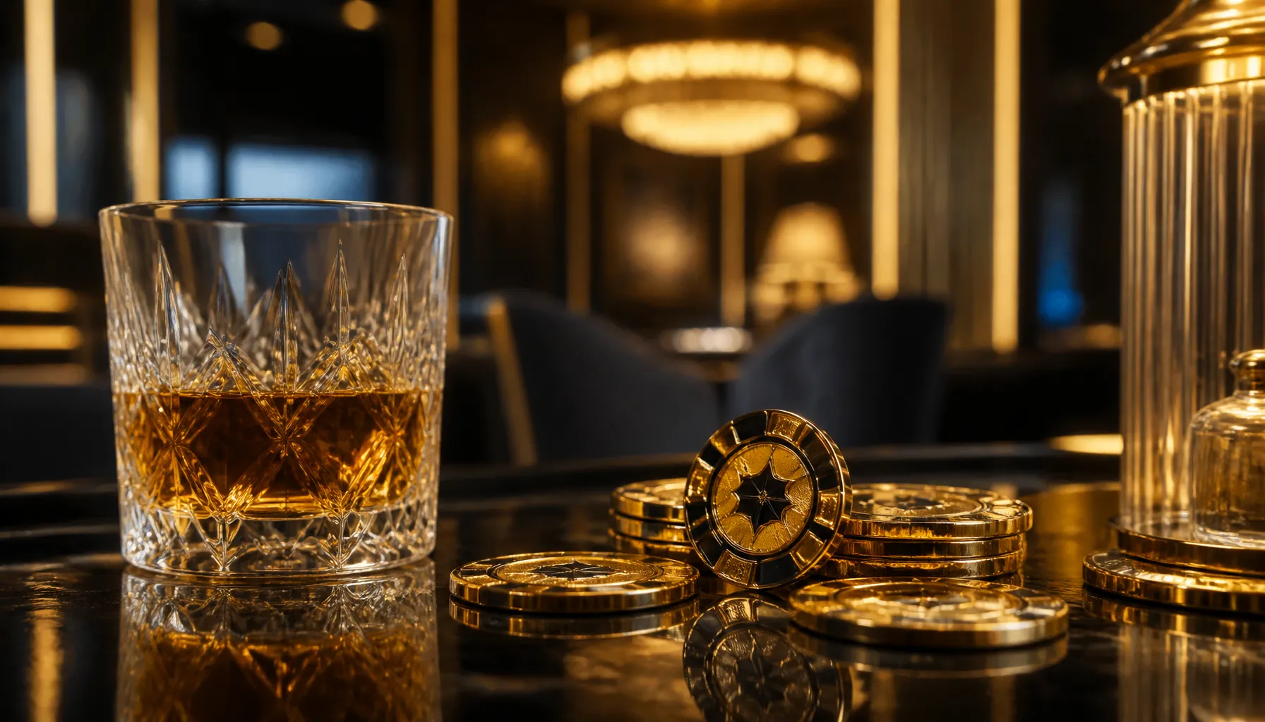 Close-up of a gleaming golden trophy resting on deep emerald velvet, dramatic cinematic warm lighting with bokeh background